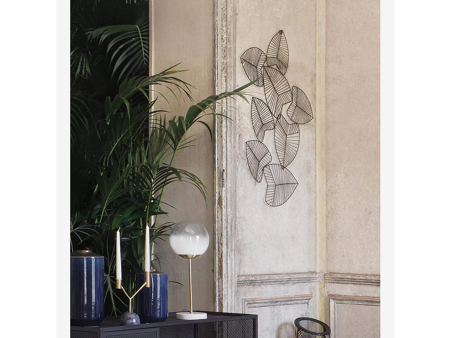 Habitat - Décoration murale feuillage en métal - Noir - Olim