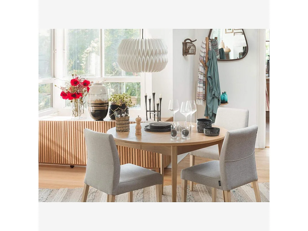 Habitat - Table ronde extensible en chêne - Moder