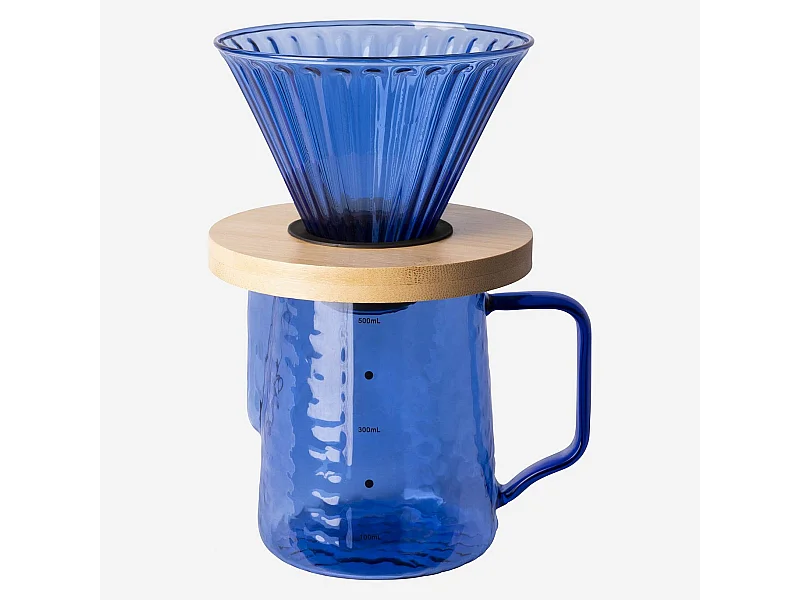 Habitat - Cafetière en verre - 550 ml - Bleu - Alena