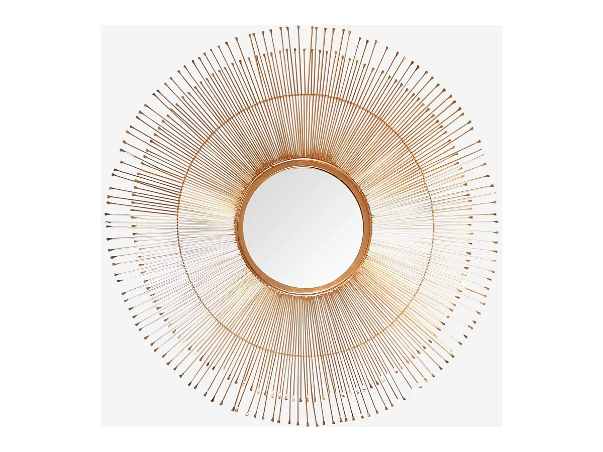 Habitat - Miroir rond en fer - 90 cm - Doré - Olga