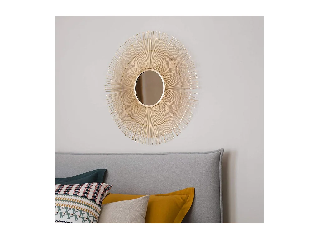 Habitat - Miroir rond en fer - 90 cm - Doré - Olga