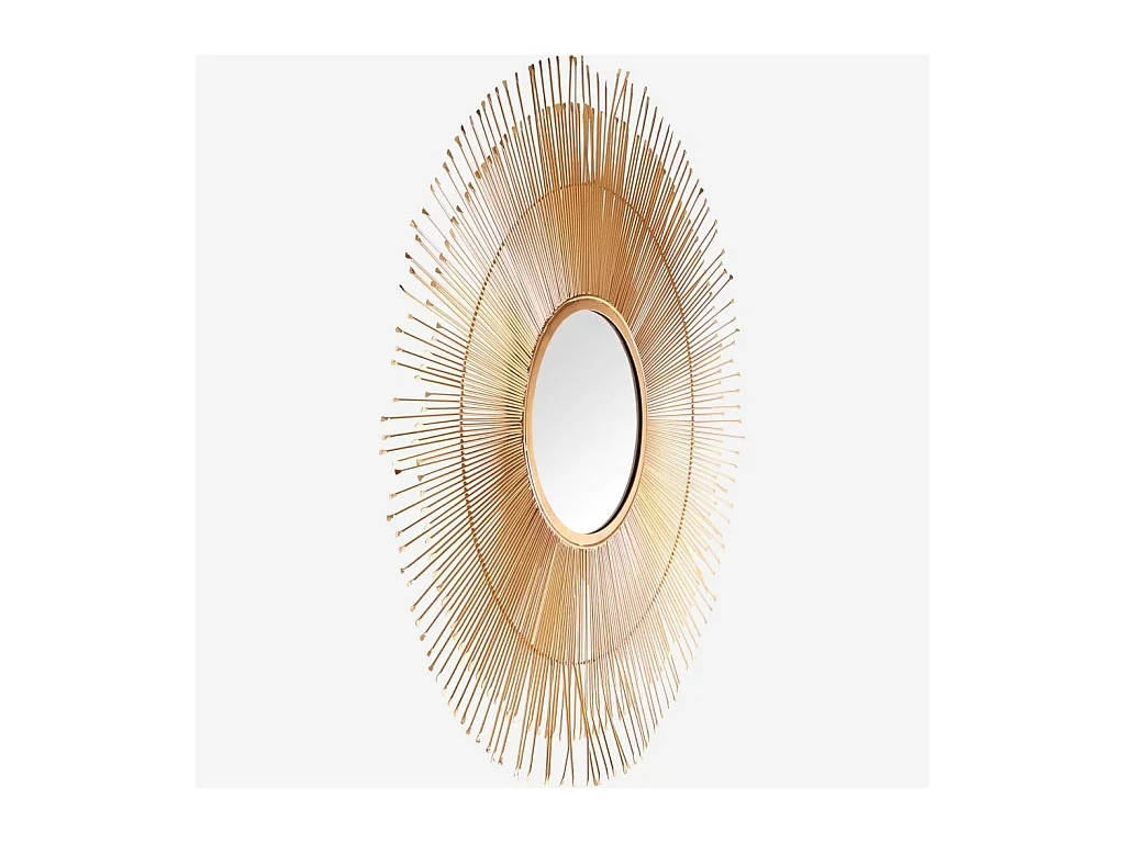 Habitat - Miroir rond en fer - 90 cm - Doré - Olga