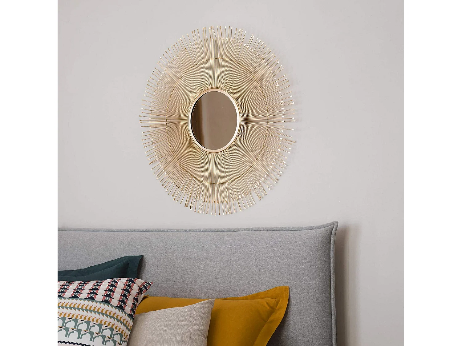 Habitat - Miroir rond en fer - 90 cm - Doré - Olga