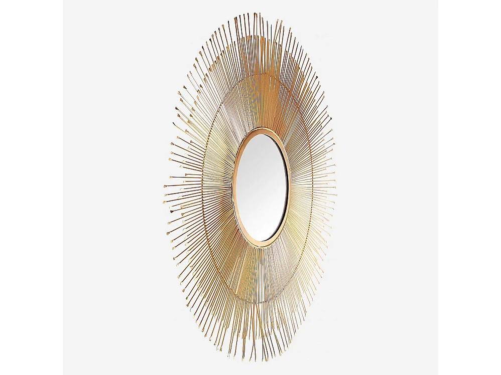 Habitat - Miroir rond en fer - 90 cm - Doré - Olga