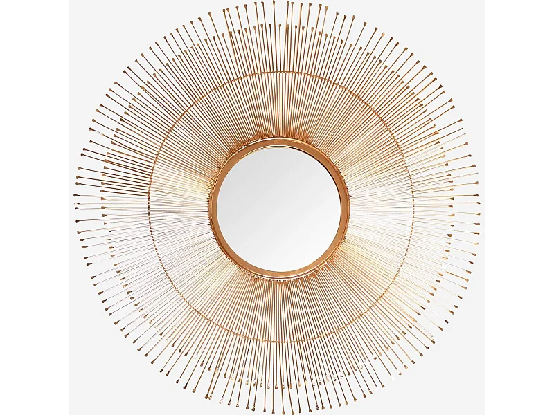 Habitat - Miroir rond en fer - 90 cm - Doré - Olga