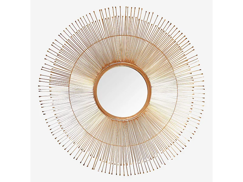 Habitat - Miroir rond en fer - 90 cm - Doré - Olga