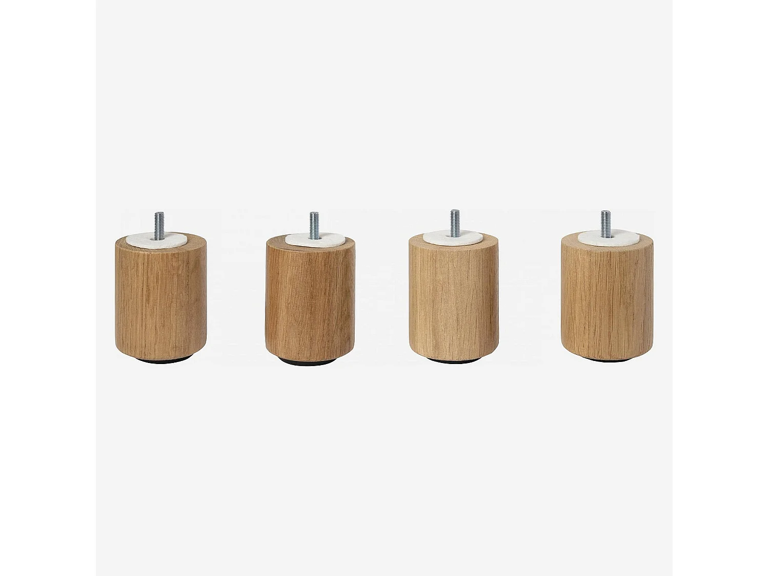 Habitat - Set de 4 pieds de lit universels cylindriques en chêne - 8,5 cm - Naturel - Quatro