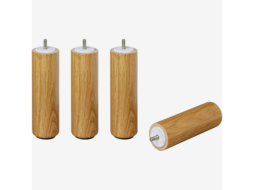 Habitat - Set de 4 pieds de lit universels cylindriques en chêne - 16 cm - Naturel - Quatro