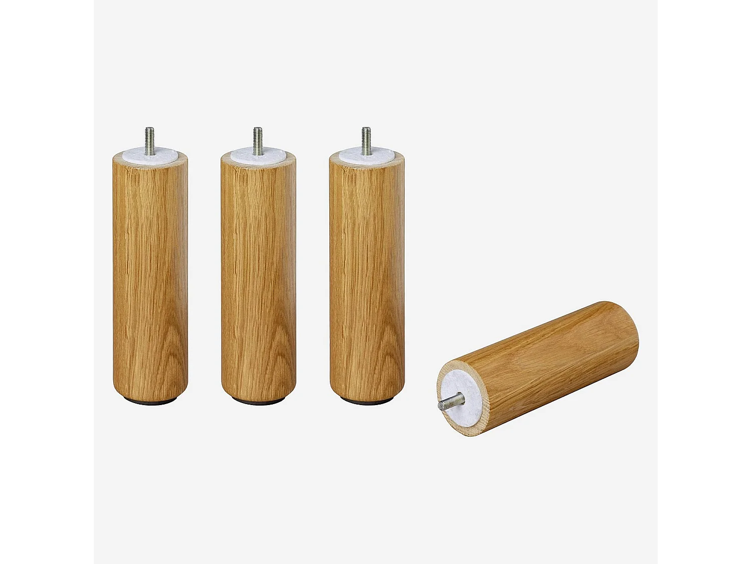 Habitat - Set de 4 pieds de lit universels cylindriques en chêne - 16 cm - Naturel - Quatro