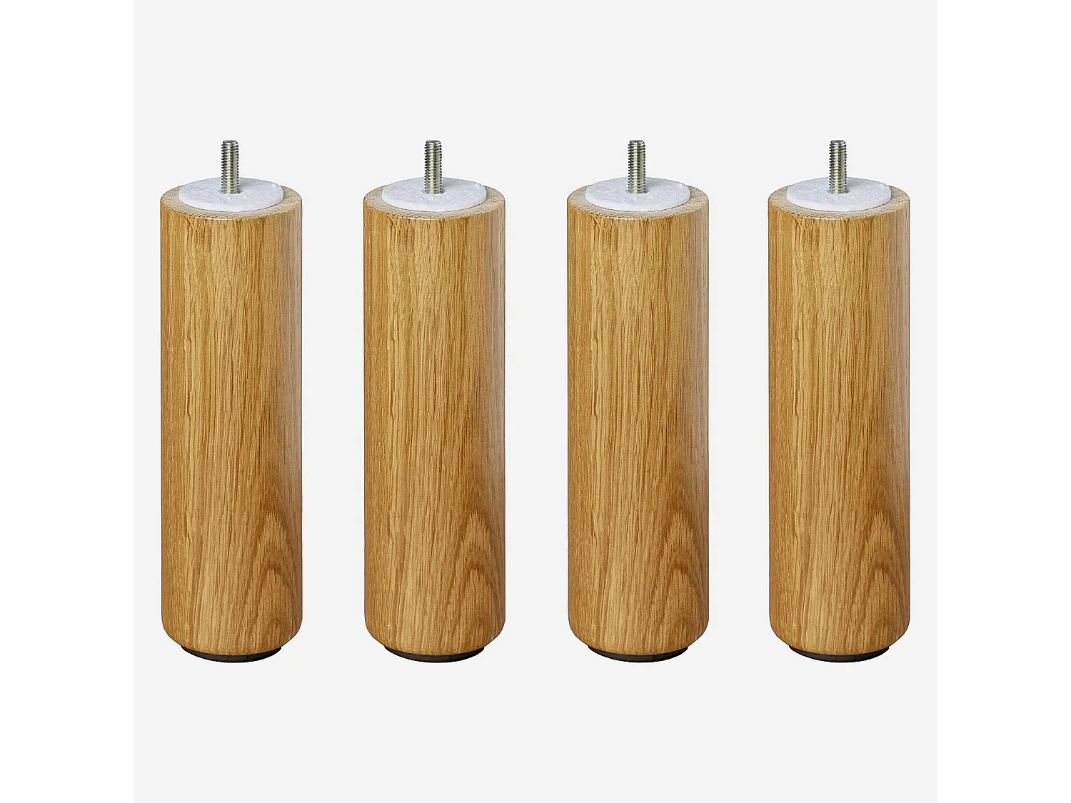 Habitat - Set de 4 pieds de lit universels cylindriques en chêne - 16 cm - Naturel - Quatro