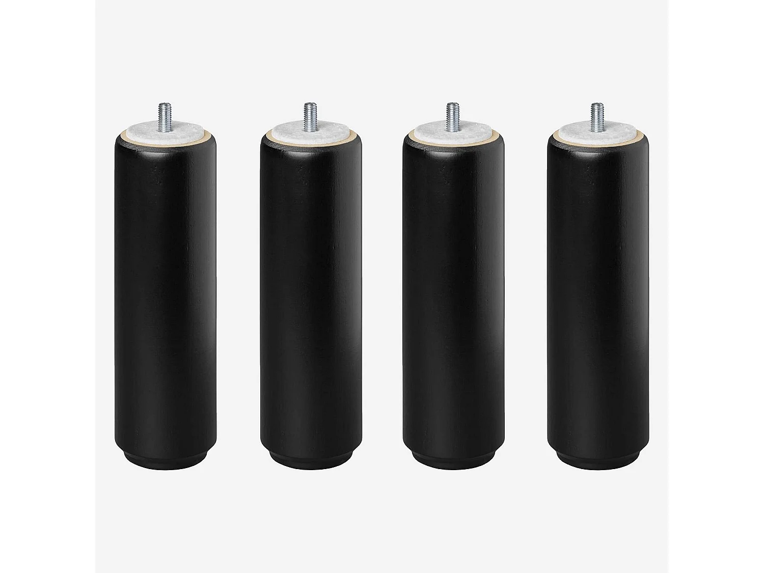 Habitat - Set de 4 pieds de lit universels cylindriques en hêtre - 16 cm - Noir - Quatro