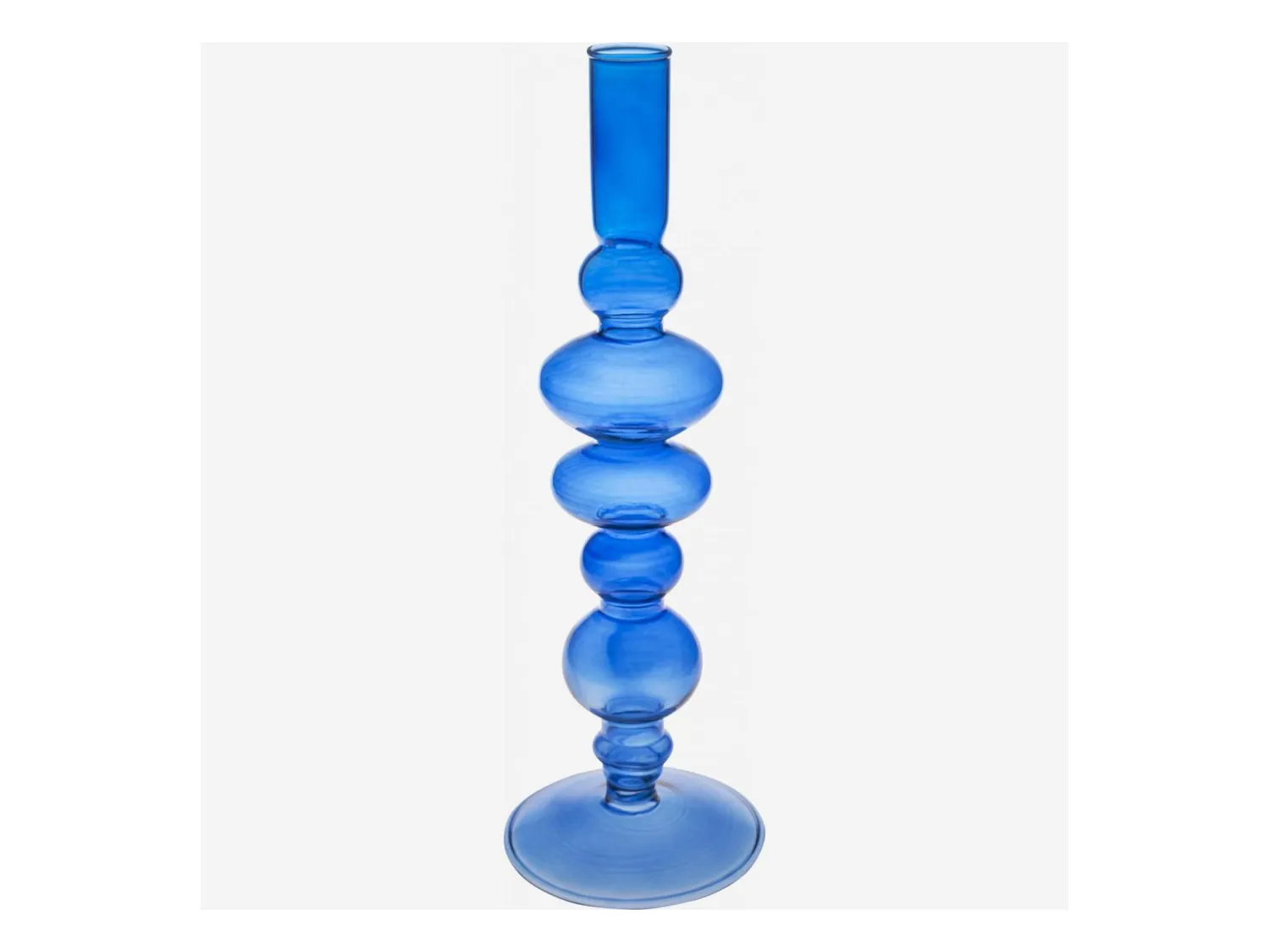Habitat - Bougeoir en verre soufflé - 15 x 33 cm - Bleu - Amo