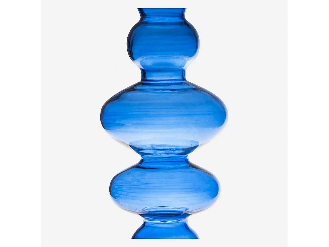 Habitat - Bougeoir en verre soufflé - 15 x 33 cm - Bleu - Amo