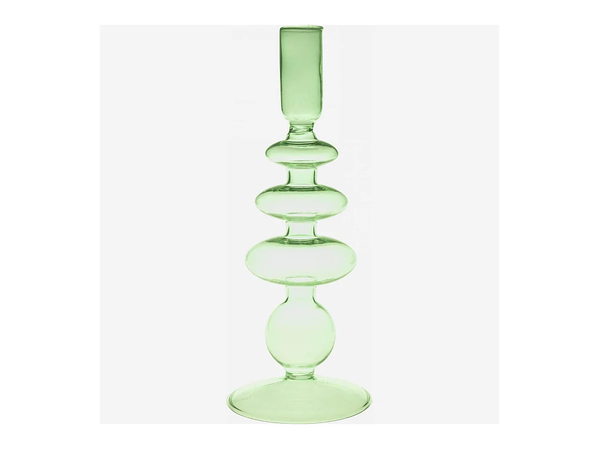 Habitat - Bougeoir en verre soufflé - 15 x 28 cm - Vert - Amo