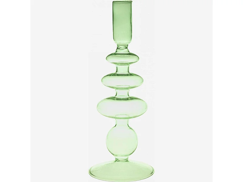 Habitat - Bougeoir en verre soufflé - 15 x 28 cm - Vert - Amo