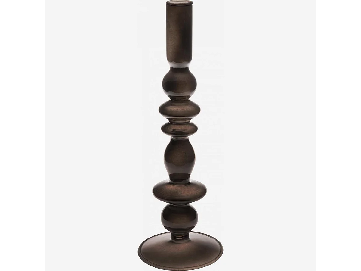 Habitat - Bougeoir en verre soufflé - 15 x 32 cm - Noir - Amo