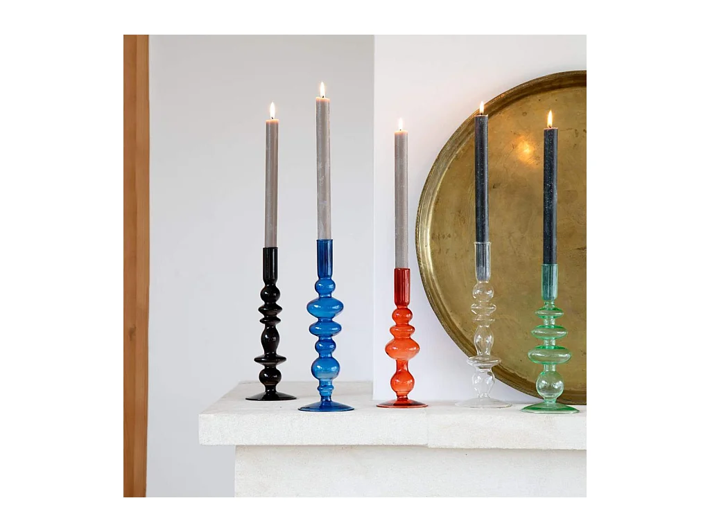 Habitat - Bougeoir en verre soufflé - 15 x 32 cm - Transparent - Amo