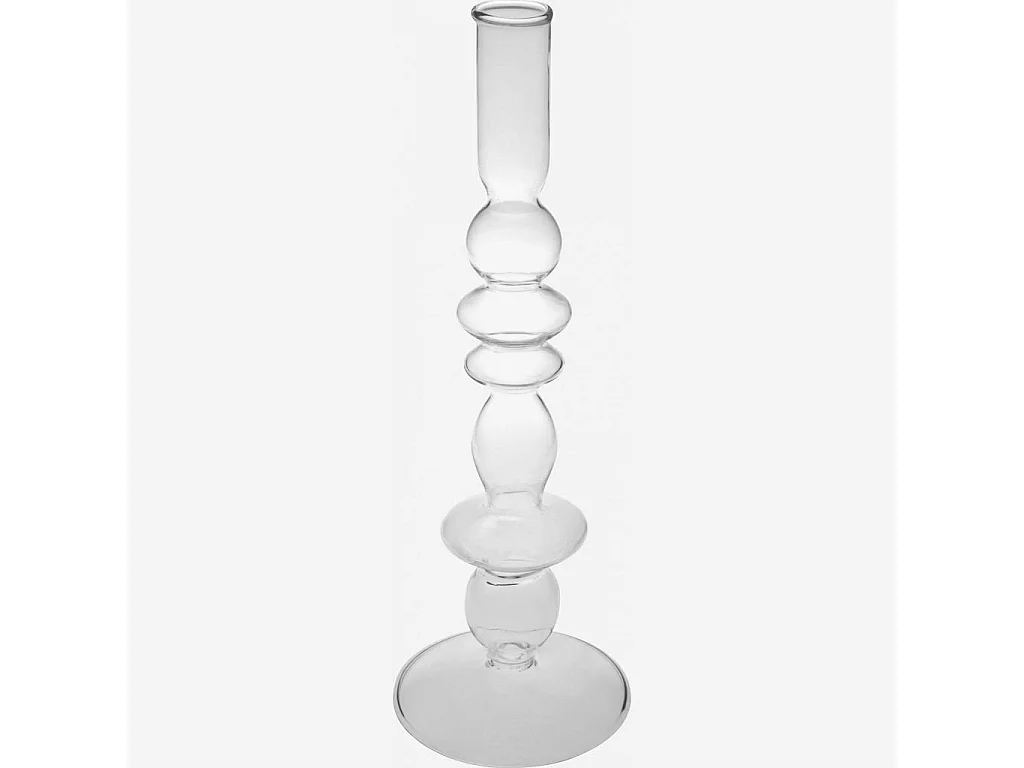 Habitat - Bougeoir en verre soufflé - 15 x 32 cm - Transparent - Amo