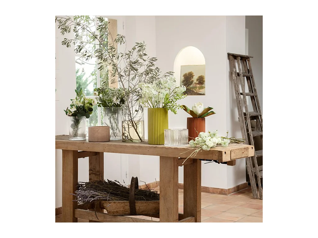 Habitat - Photophore en verre soufflé - Rose - Abba