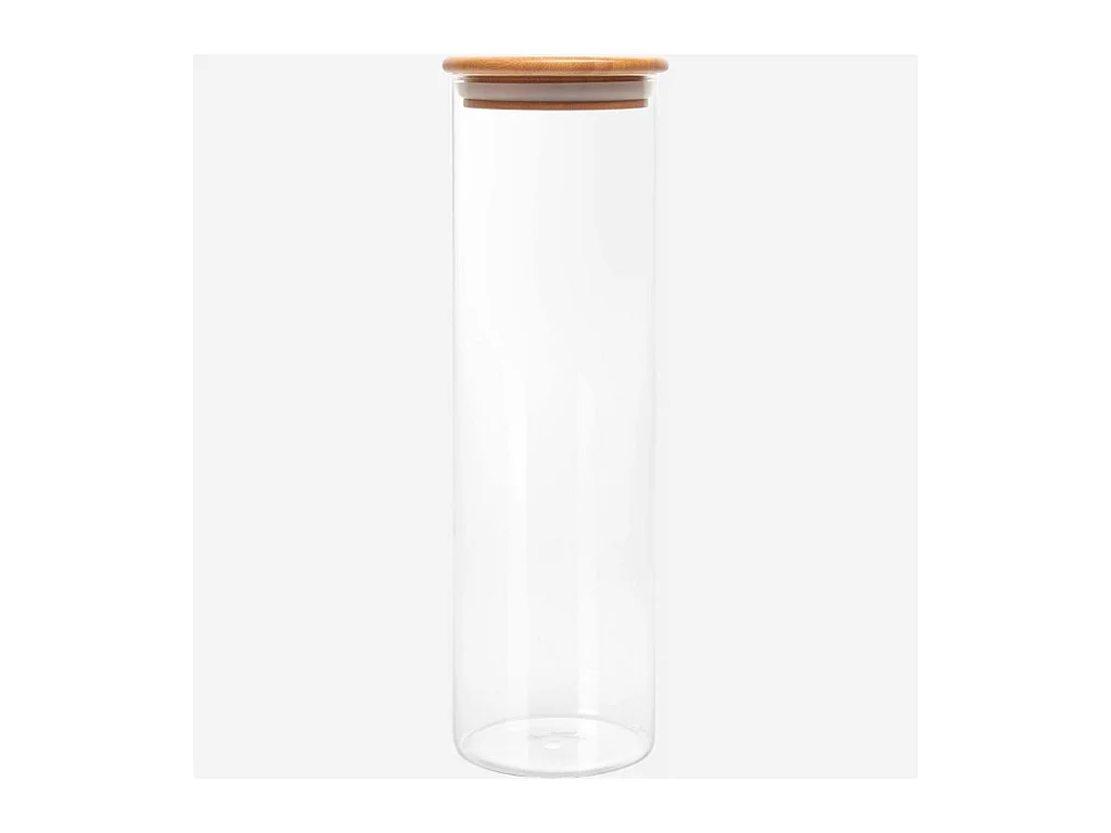Habitat - Bocal en verre et bambou - 10 x 31 cm - Ferm
