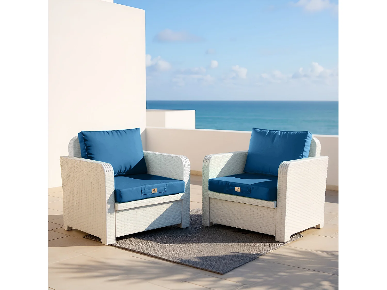 Coussins pour salon de jardin déhoussable 50x60cm Bleu pétrole