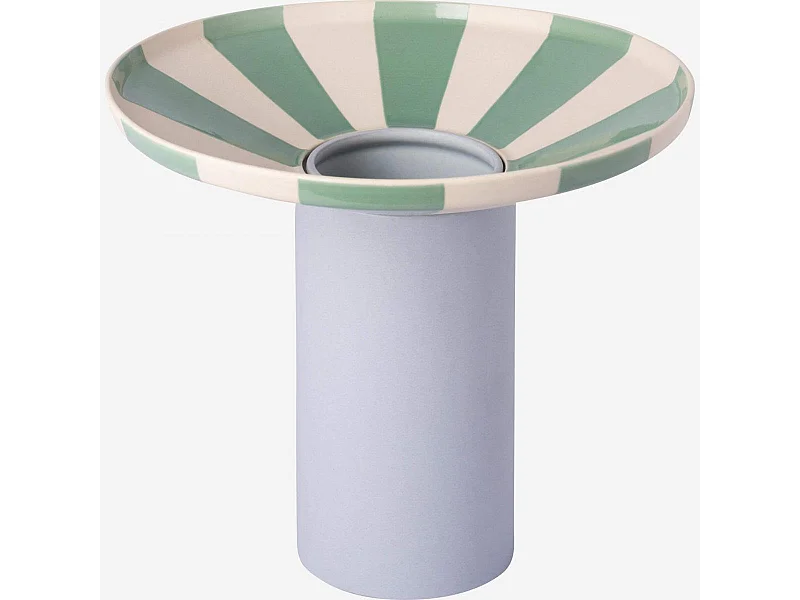 Habitat - Vase en grès - 21 x 16 cm - Rayures vertes - Design by Chloé Le Cam - Ulo