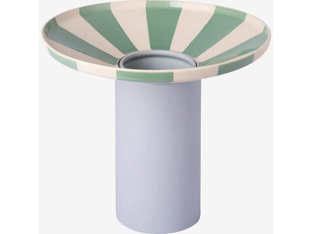 Habitat - Vase en grès - 21 x 16 cm - Rayures vertes - Design by Chloé Le Cam - Ulo