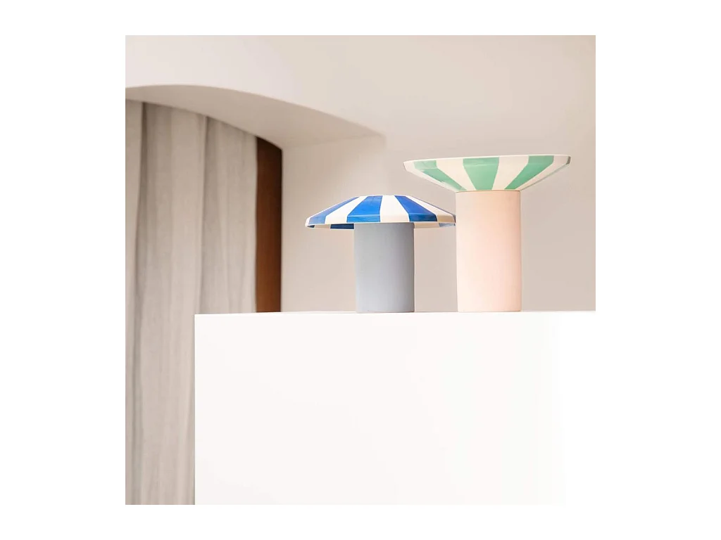 Habitat - Vase en grès - 21 x 16 cm - Rayures vertes - Design by Chloé Le Cam - Ulo