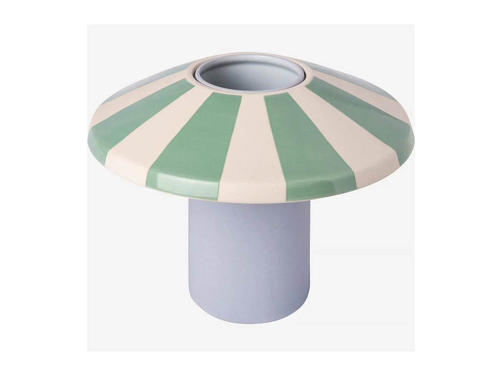 Habitat - Vase en grès - 21 x 16 cm - Rayures vertes - Design by Chloé Le Cam - Ulo