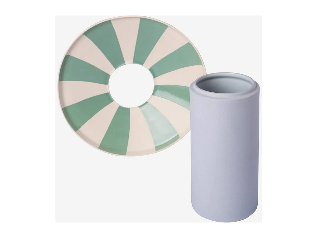 Habitat - Vase en grès - 21 x 16 cm - Rayures vertes - Design by Chloé Le Cam - Ulo