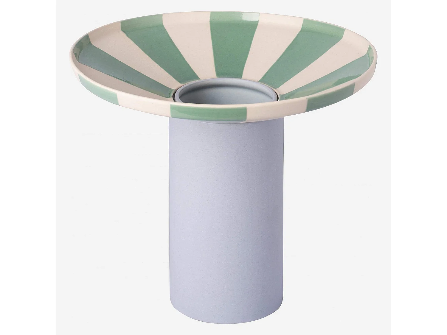 Habitat - Vase en grès - 21 x 16 cm - Rayures vertes - Design by Chloé Le Cam - Ulo