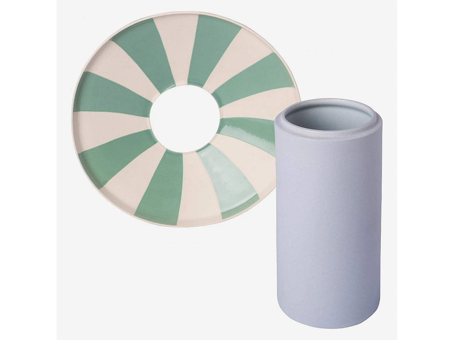 Habitat - Vase en grès - 21 x 16 cm - Rayures vertes - Design by Chloé Le Cam - Ulo