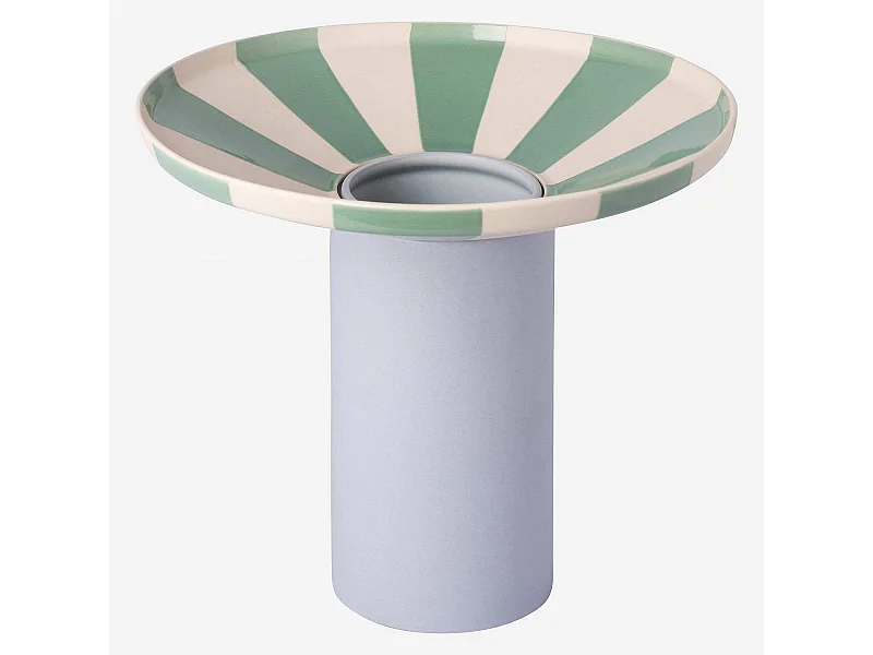 Habitat - Vase en grès - 21 x 16 cm - Rayures vertes - Design by Chloé Le Cam - Ulo