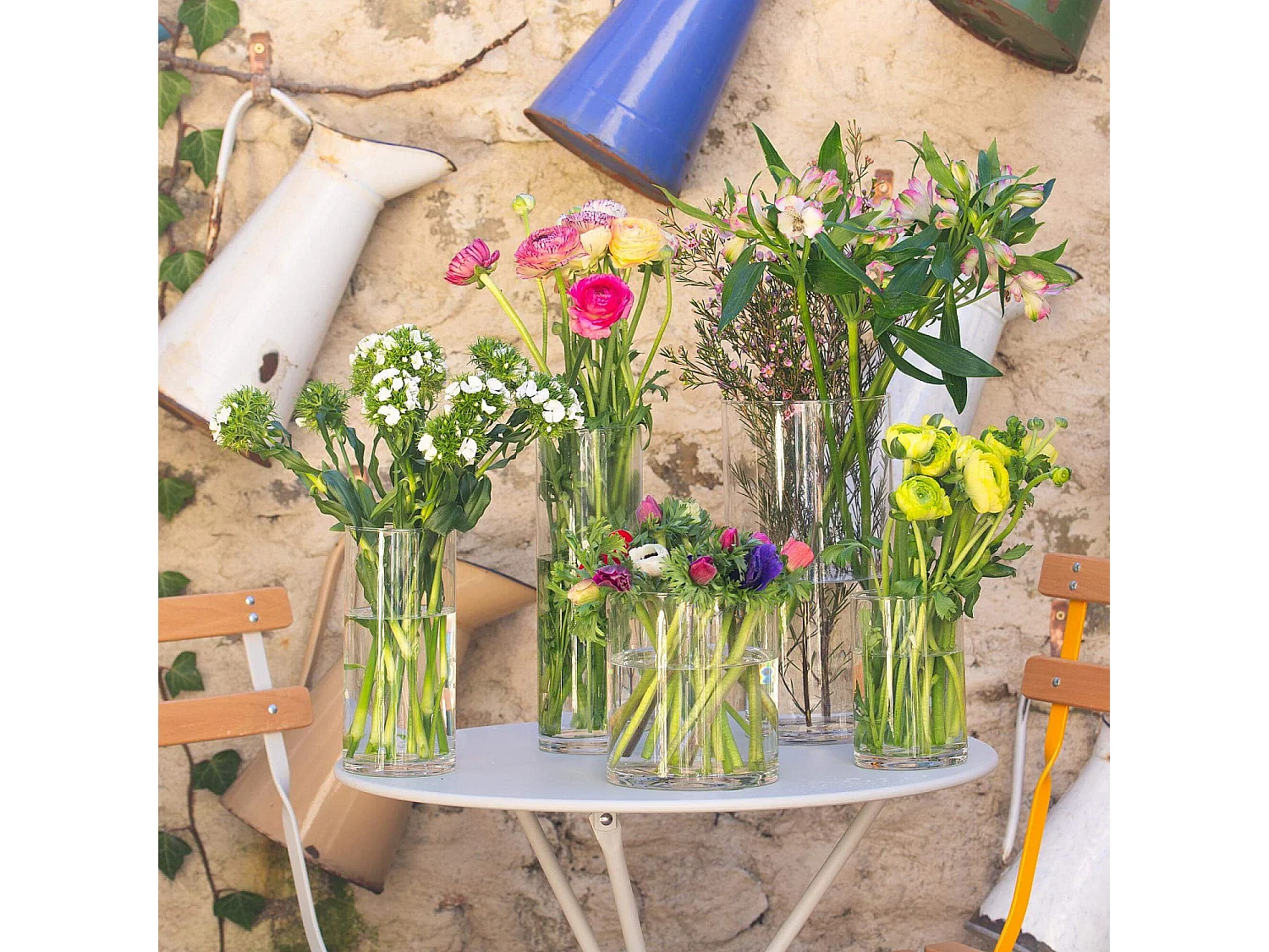 Habitat - Vase cylindrique en verre - 10 x 15 cm - Transparent - Flowers
