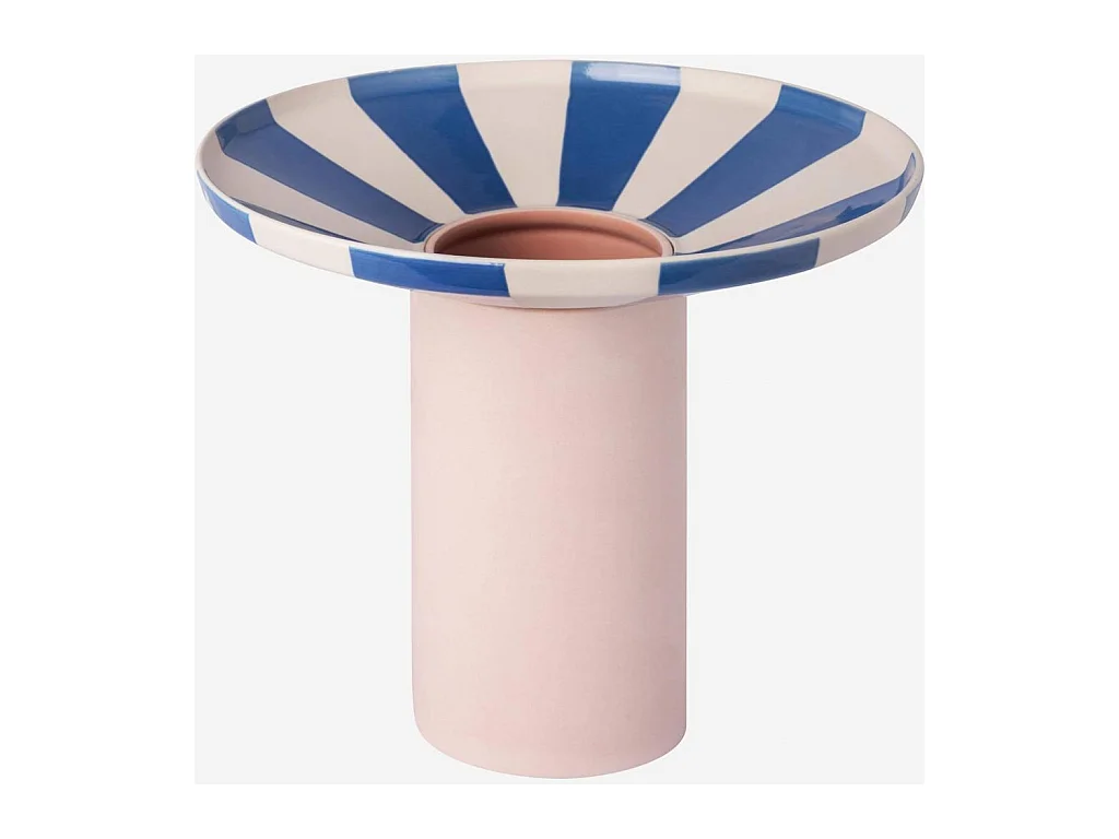 Habitat - Vase en grès - 21 x 19 cm - Rayures bleues - Design by Chloé Le Cam - Ulo