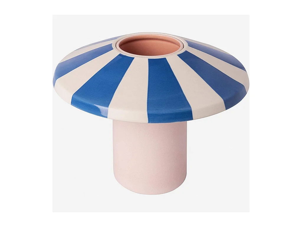 Habitat - Vase en grès - 21 x 19 cm - Rayures bleues - Design by Chloé Le Cam - Ulo