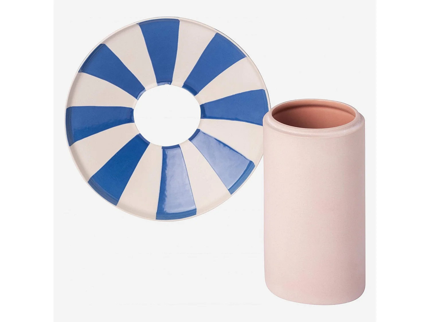 Habitat - Vase en grès - 21 x 19 cm - Rayures bleues - Design by Chloé Le Cam - Ulo