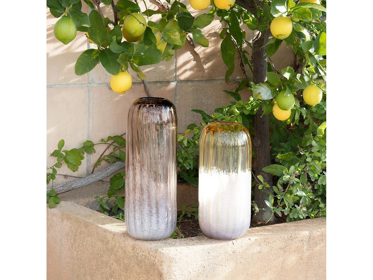 Habitat - Vase en verre soufflé - 18 x 38 cm - Brun  - Abril