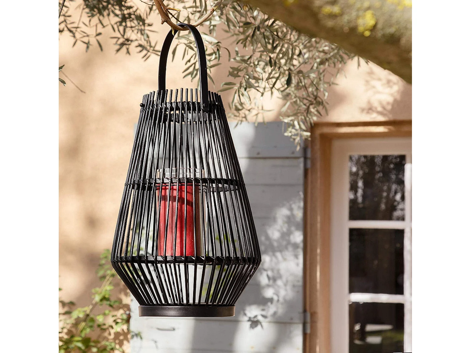 Habitat - Lanterne en bambou - 26 x 40 cm - Noir - Aurelie