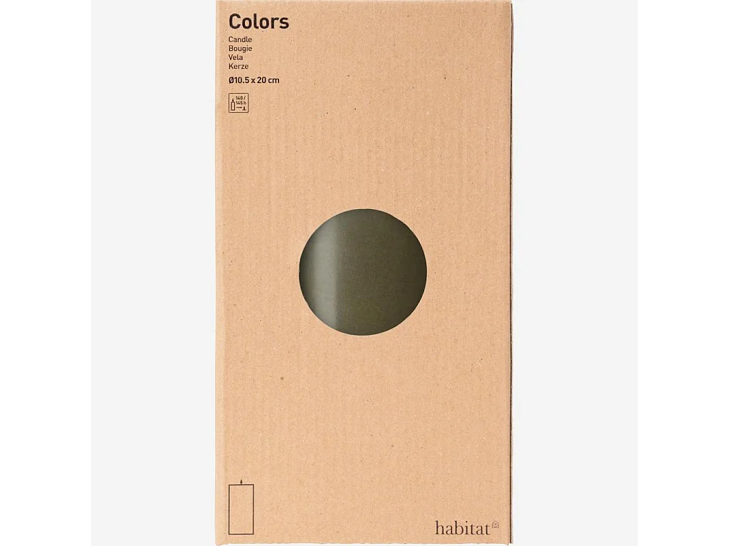 Habitat - Bougie cylindrique - 10,5 x 20 cm - Kaki (Lot de 6) - Colors