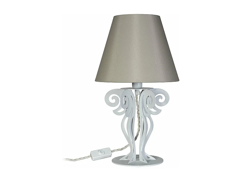 Candeeiro de mesa Circeo Ø24x40 cm Base em ferro branco mármore e abajur em tecido areia Fabricado em Itália Soquete E27 (lâmpada excluída)