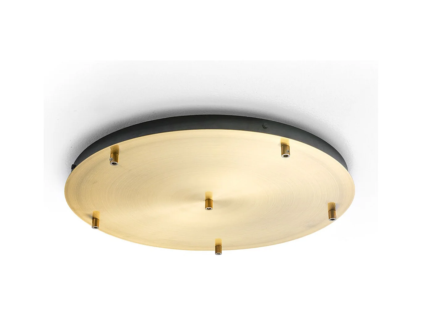 Rosace plafond ronde laiton IP20 Alice – base pour suspension moderne, 6 trous, connexion centrale, installation facile