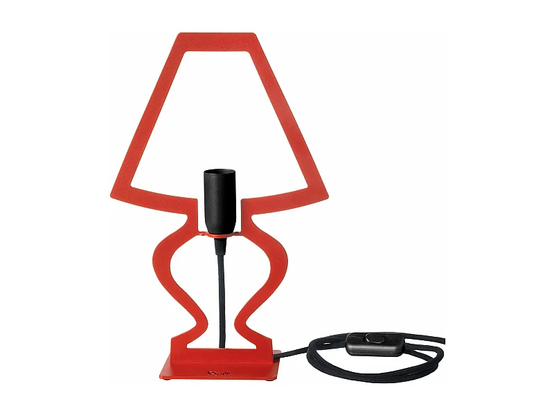 Candeeiro de mesa Silhouette Ø22x33 cm Ferro perfurado Vermelho Design decorativo moderno Fabricado em Itália Conexão E14 Acessório de decoração