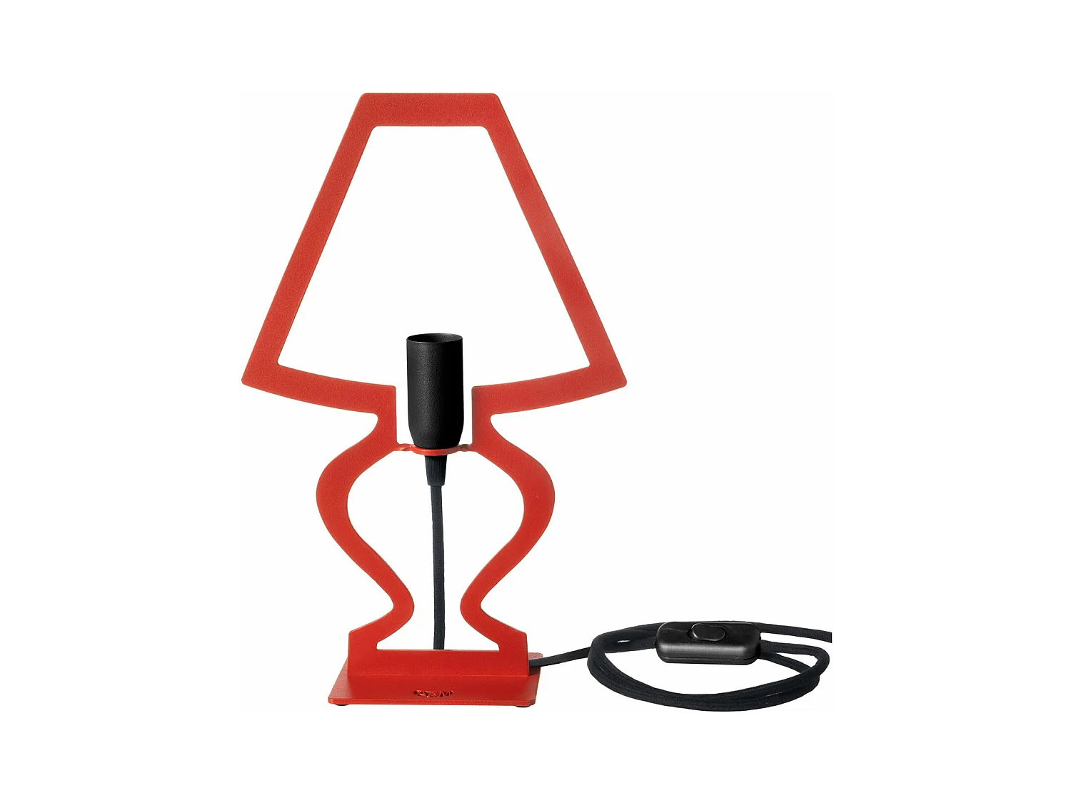 Lampe de table Silhouette Ø22x33 cm Fer perforé Rouge Fabriqué en Italie Connexion E14 Complément d'ameublement
