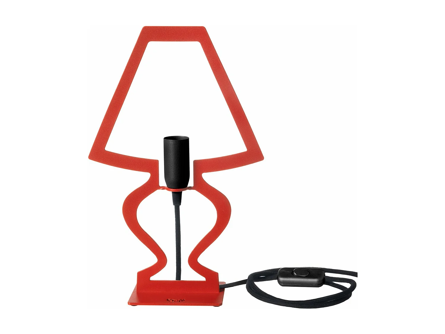 Lampe de table Silhouette Ø22x33 cm Fer perforé Rouge Fabriqué en Italie Connexion E14 Complément d'ameublement