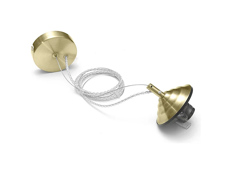 Alice – Kit suspension V/P E27 avec rosace laiton, câble tressé, cache douille, max 1x60W, IP20, design moderne