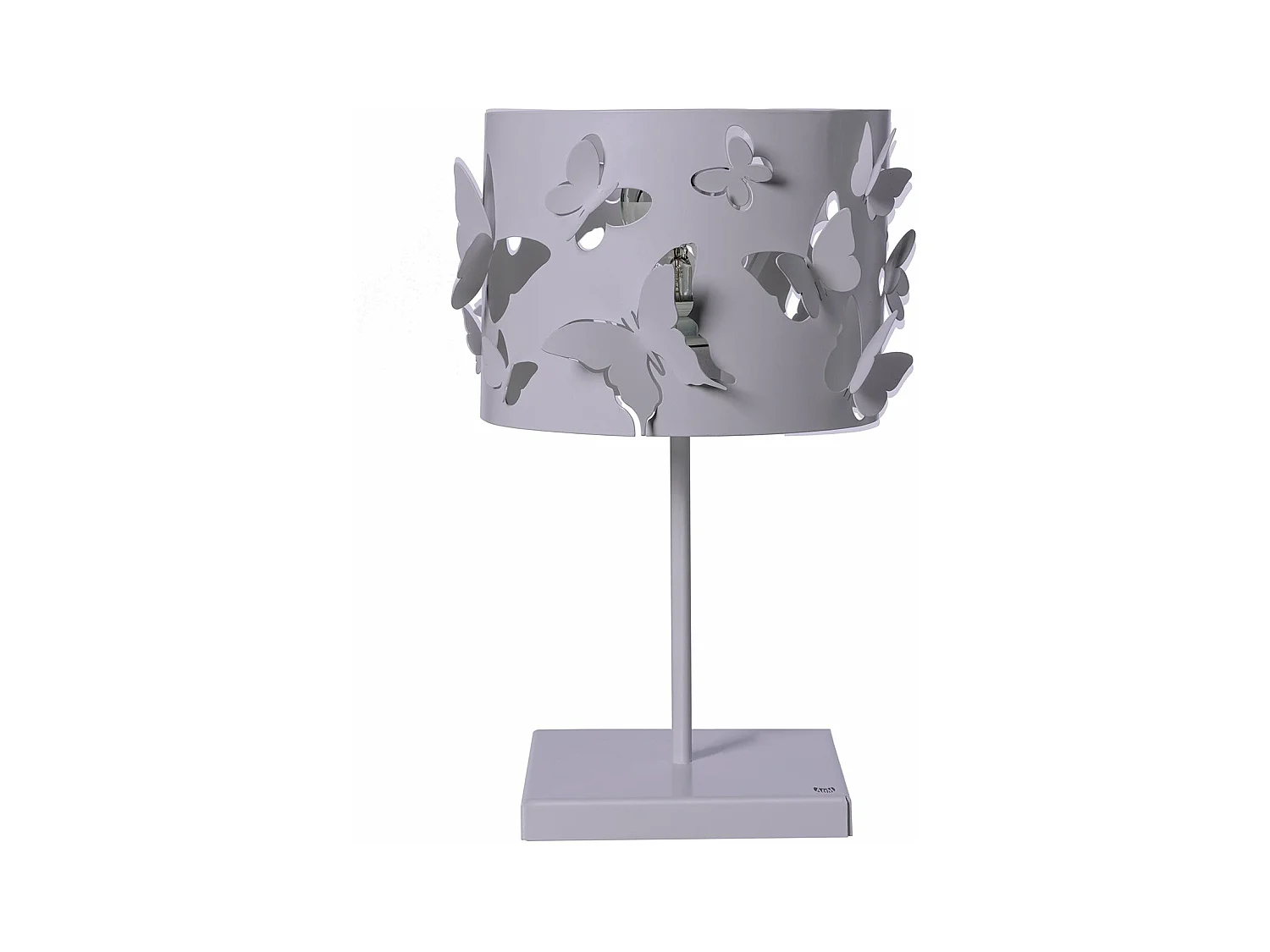 Lampe de table Farfallosa 20x20x37,2 cm en fer perforé avec papillons en relief Effet lumineux Douille E27 Made in Italy Glicine