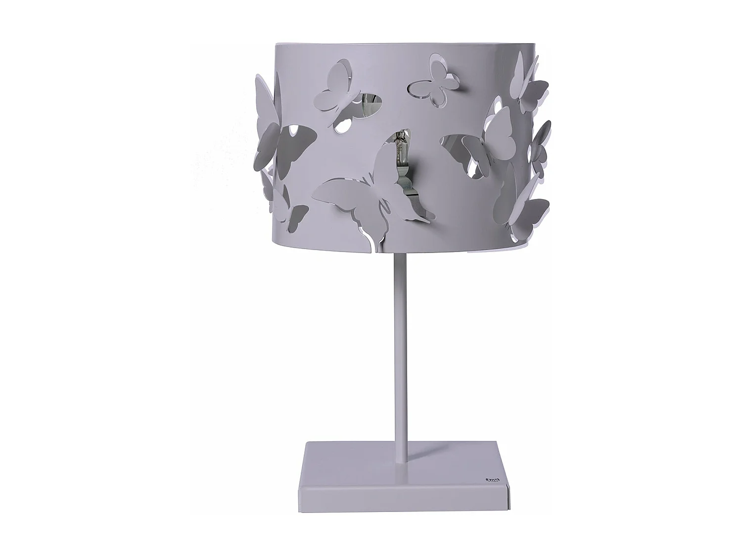 Lampe de table Farfallosa 20x20x37,2 cm en fer perforé avec papillons en relief Effet lumineux Douille E27 Made in Italy Glicine