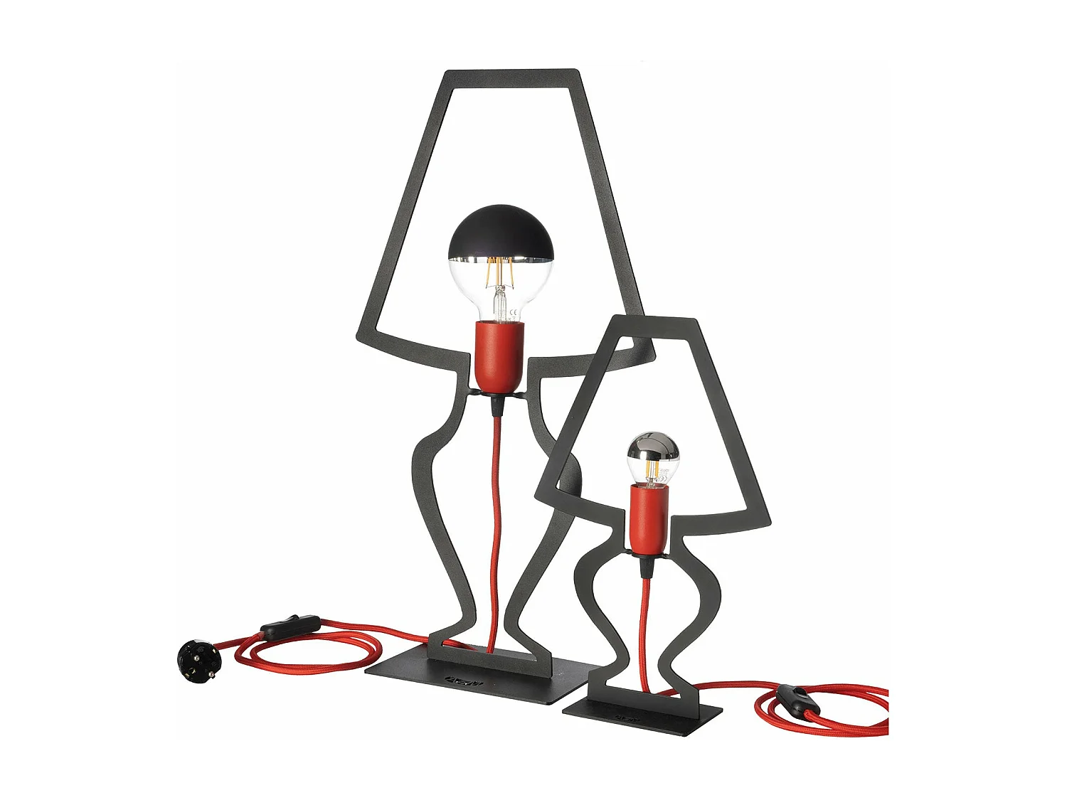 Lampe de table Silhouette Ø22x33 cm Fer perforé Noir Fabriqué en Italie Connexion E14 Complément d'ameublement