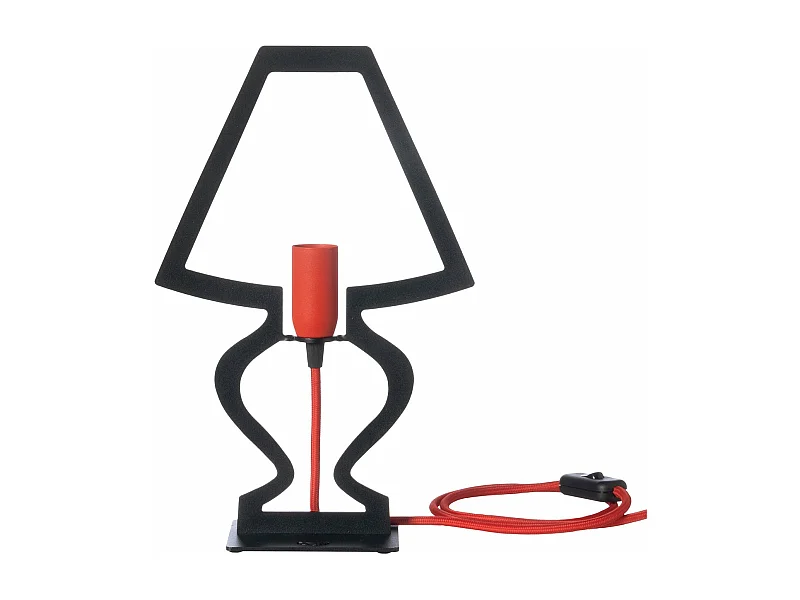 Lampe de table Silhouette Ø22x33 cm Fer perforé Noir Fabriqué en Italie Connexion E14 Complément d'ameublement